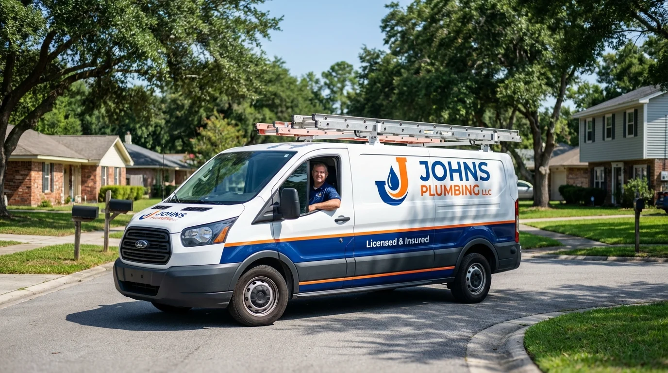 Johns Plumbing LLC service van in Rockwall, TX