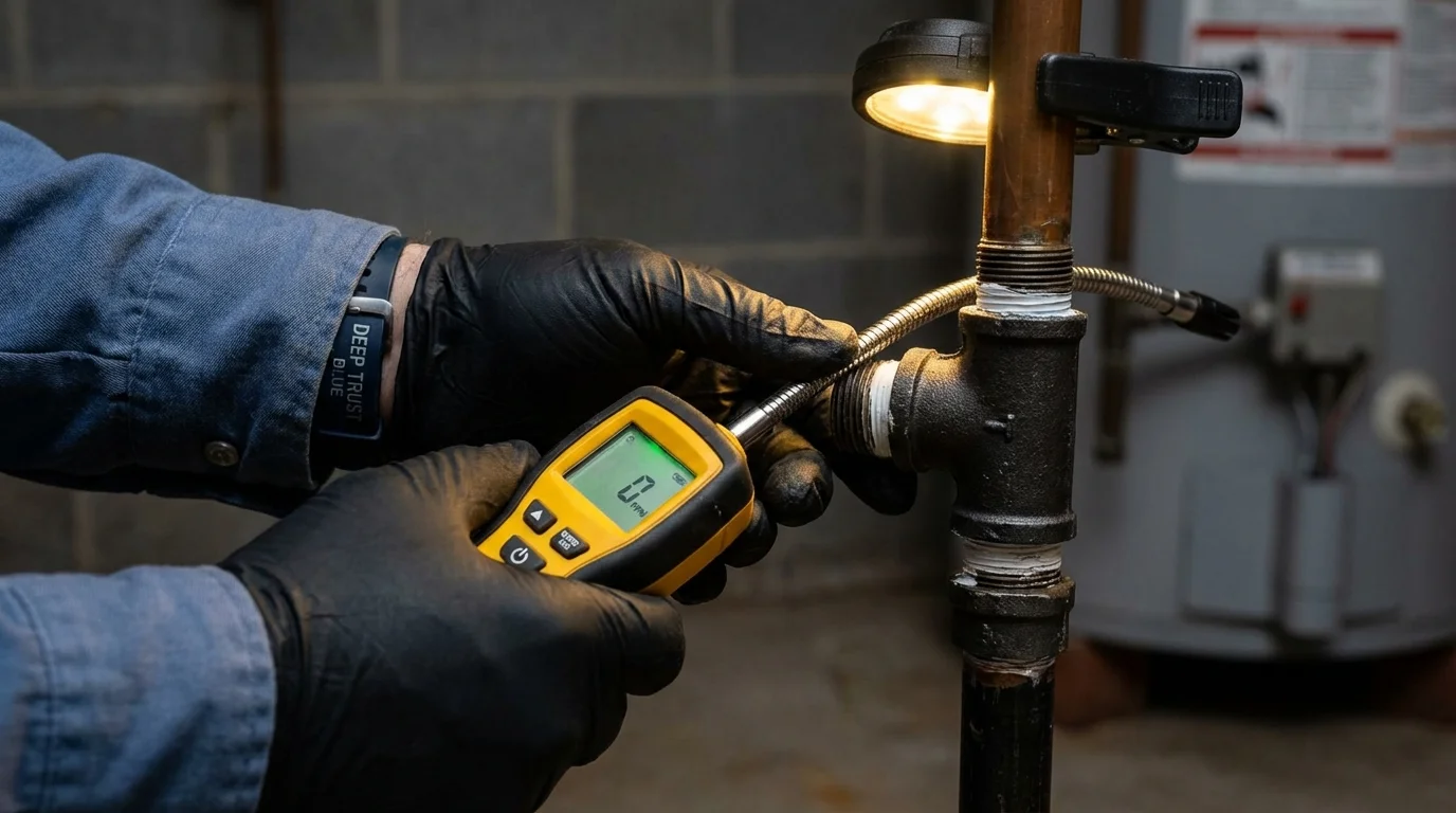 Gas leak detection with electronic sniffer by Johns Plumbing LLC in Rockwall