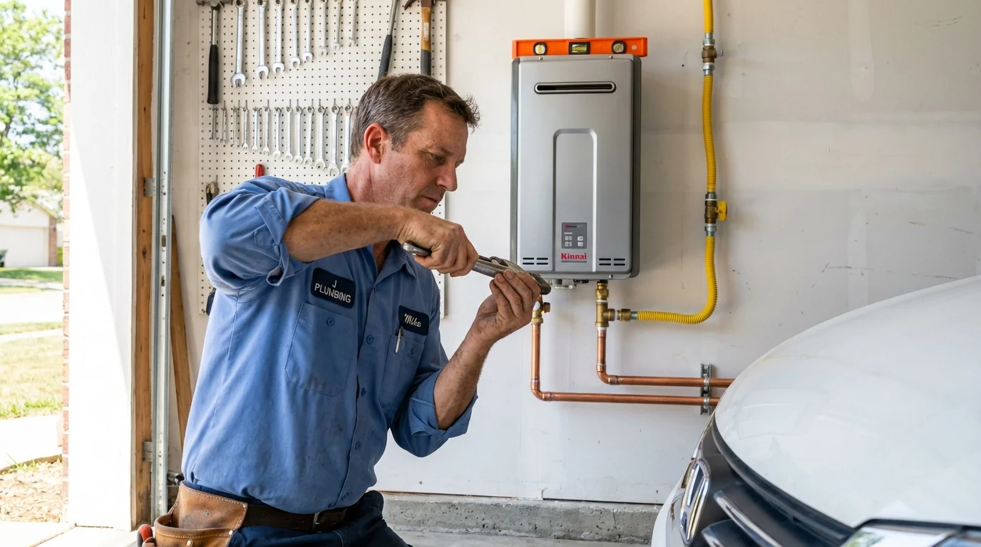 Tankless water heater installation by a Johns Plumbing LLC plumber in Rockwall